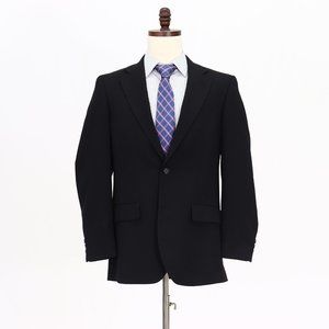 Alan Flusser 38R Black Solid 2-Button Sport Coat Blazer Jacket V073